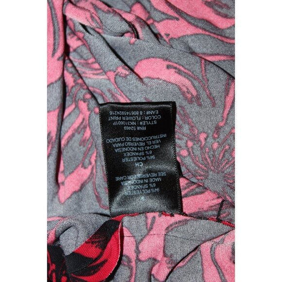 Norma Kamali Sleeveless Floral Wrap Dress Black & Red Size S - Picture 9 of 9